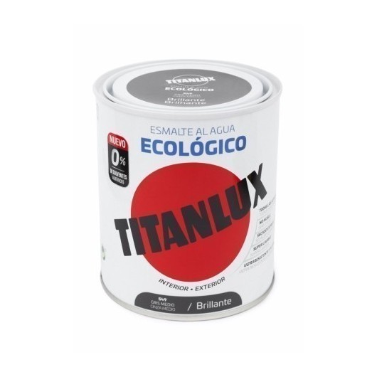 Esmalte Acrilico Brillante 750 Ml Gr/Med Al Agua Ecologico Titanlux