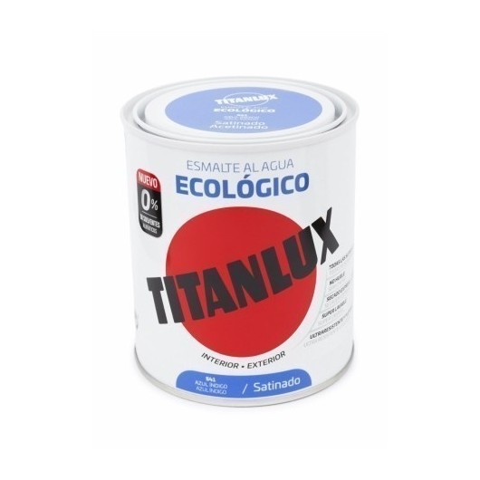 Esmalte Satinado. 750 Ml Az/Indi Al Agua Ecologico Titanlux