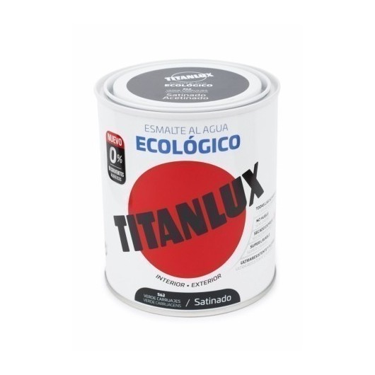 Esmalte Satinado 750 Ml Ver/Car Al Agua Ecologico Titanlux