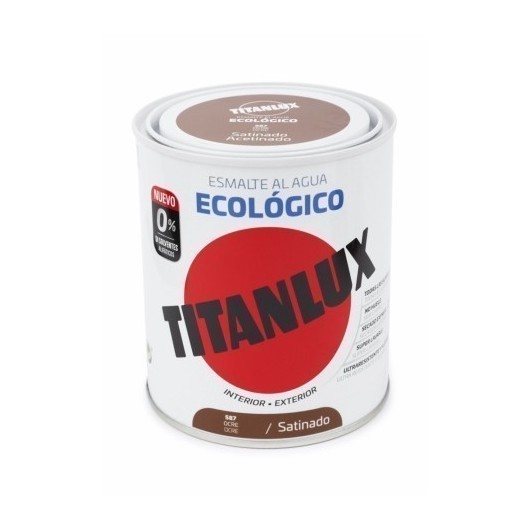 Esmalte Satinado 750 Ml Ocre Al Agua Ecologico Titanlux