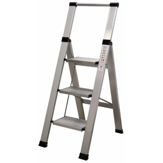 Escalera Domestica Tijera 0,68Mt 3 Peldaños Anch Alu Homelux