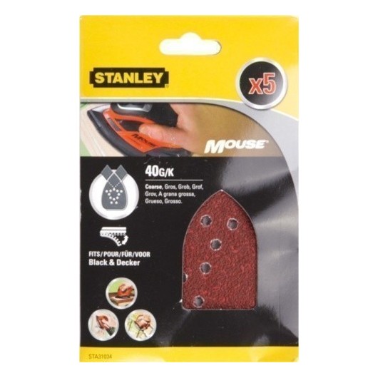 Hoja Lija Mouse Perforada Gr40 Stanley 5 Pz
