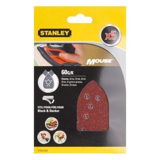 Hoja Lija Mouse Perforada Gr60 Stanley 5 Pz