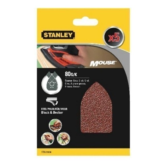 Hoja Lija Mouse Perforada Gr80 Stanley 5 Pz
