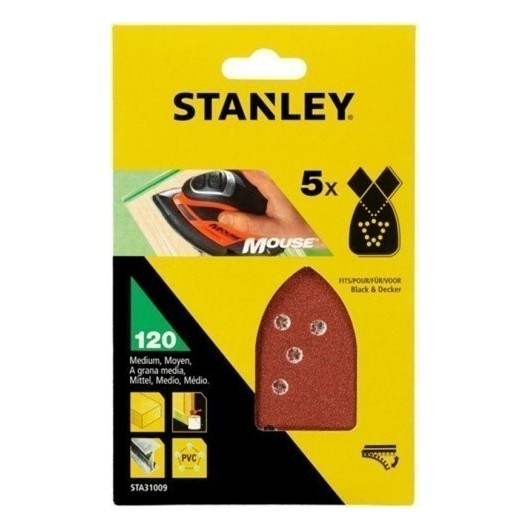 Hoja Lija Mouse Perforada Gr120 Stanley 5 Pz