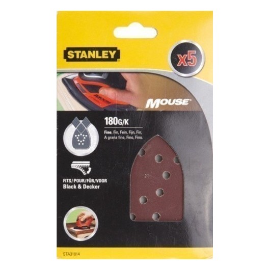 Hoja Lija Mouse Perforada Gr180 Stanley 5 Pz