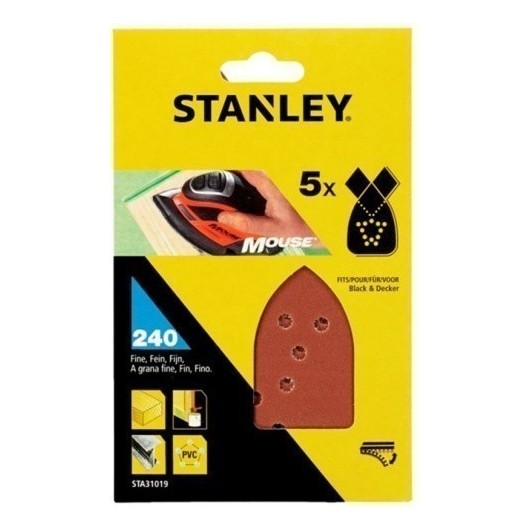 Hoja Lija Mouse Perforada Gr280 Stanley 5 Pz