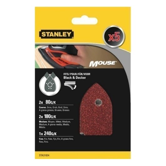 Hoja Lija Mouse 2Xgr080+2Xgr180+1Xgr240 Variadas Stanley 5 P