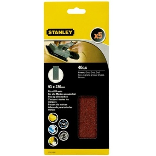 Hoja  Lija Orbital No Perforadas 093X230Mm Gr40 Stanley 5 Pz