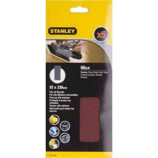 Hoja Lija Orbital No Perforadas 093X230Mm Gr60 Stanley 5 Pz