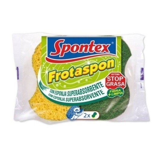 Estropajo Limpieza Esponja Fibra Ver Frotaspon Spontex 2 Pz