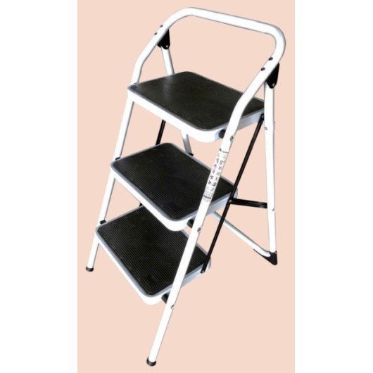 Escalera Domestica Tijera 0,730Mt 3 Peldaños Anch Acero Bl Homelux