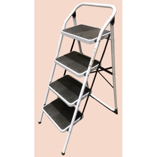 Escalera Domestica Tijera 0,955Mt 4 Peldaños Anch Acero Bl Homelux