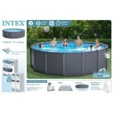 Piscina Circular 478X124Cm Aren 16805Lt Graphite Gray Intex