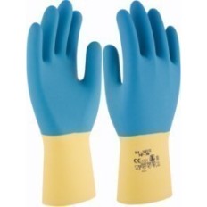 Guante Quimico M08 Nat. 3L Latex Am/Az Hp-300 Floc. Bi Neox