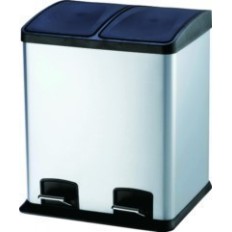 Cubo Basura Reciclaje 24Lt 40X39X47Cm C/Pedal 2 Compartimentos Inox 