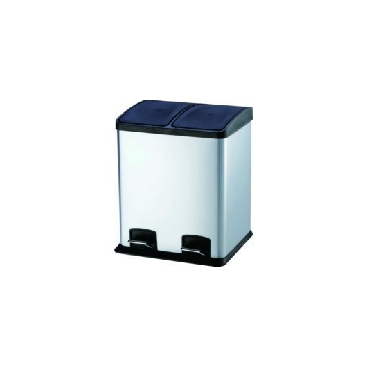 Cubo Basura Reciclaje 24Lt 40X39X47Cm C/Pedal 2 Compartimentos Inox 