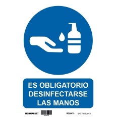 Cartel Sealizacion Adh 200X300Mm Vinilo Bl/Az Desinfectar M
