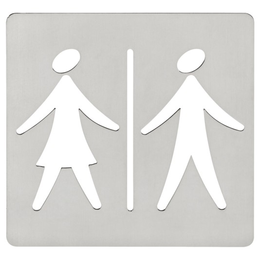 Placa Sealizacion Baño 120X120Mm Mujer/Hombre Adh. Acero In