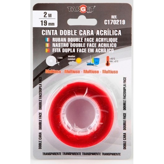 Cinta Adhesiva 19Mmx 2Mt D/Cara Multiuso Acril Target