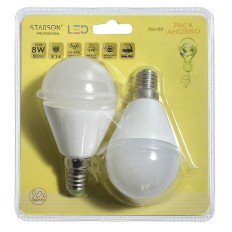 Lampara Iluminacion Esferica Led Starson E14 8W 3000K 2 Pz