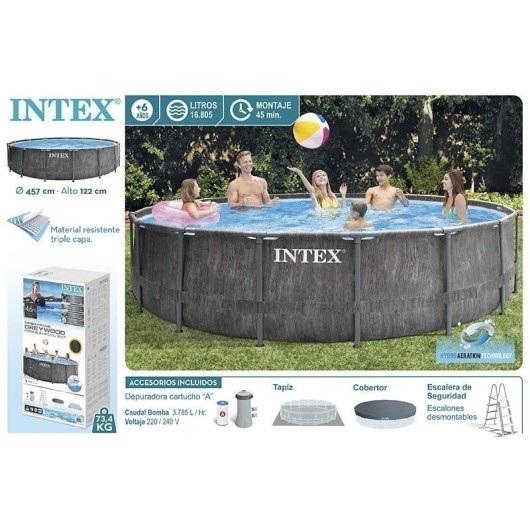 Piscina Pvc 457X122Cm Cart Intex Met Gris Greywood Circ 1680