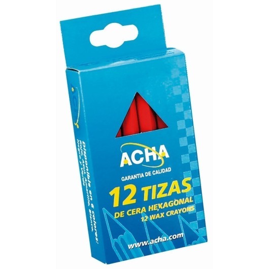 Tiza Cera Hexagonal 12Cm Azul Paquete 12 Pzs 45-023 D Acha