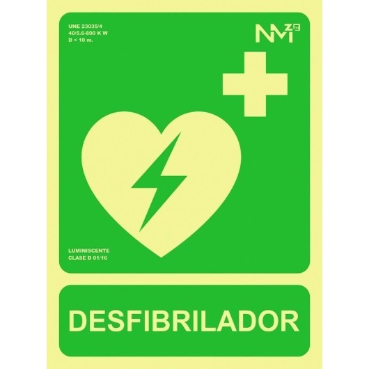 Señal 224X300Mm Pvc Lumi Desfibrilador Dea Rd14112