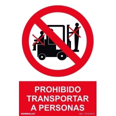 Señal 210X300Mm Pvc Prohibido Transportar Personas Rd40030