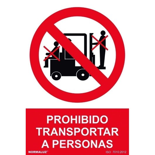 Señal 210X300Mm Pvc Prohibido Transportar Personas Rd40030