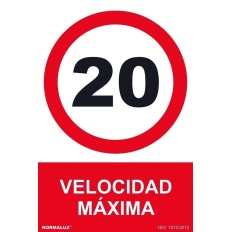 Señal 210X300Mm Pvc Velocidad Maxima 20 Rd40059