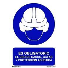 Señal 210X300Mm Pvc Obligatorio Casco, Gafas  Acust. Rd20013
