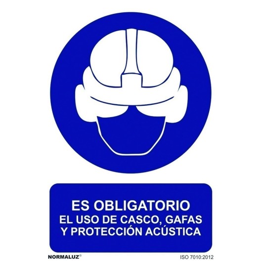 Señal 210X300Mm Pvc Obligatorio Casco, Gafas  Acust. Rd20013