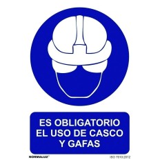 Señal 210X300Mm Pvc Uso Obligatorio  Casco Y Gafas Rd20014