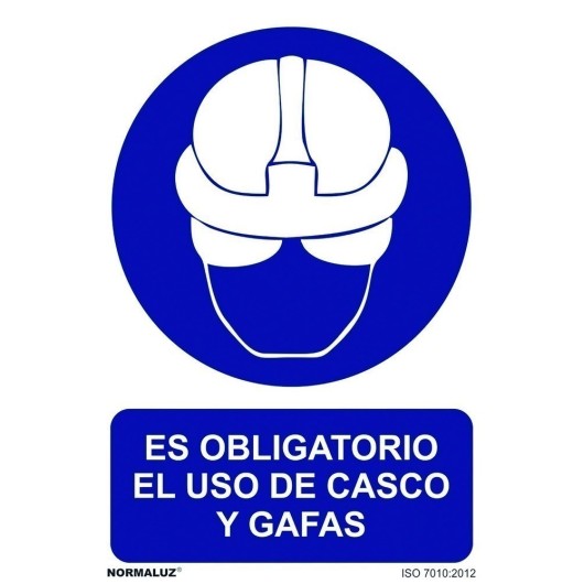 Señal 210X300Mm Pvc Uso Obligatorio  Casco Y Gafas Rd20014