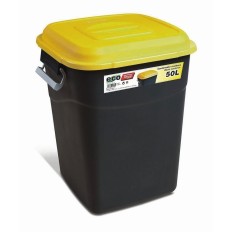 Contenedor Residuos 050L Pp C/Asas-Tapa Negro/Amarillo Tayg