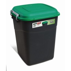 Contenedor Residuos 050L Pp C/Asas-Tapa Negro/Verde Tayg