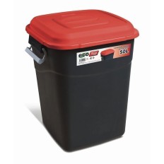 Contenedor Residuos 050L Pp C/Asas-Tapa Negro/Rojo Tayg