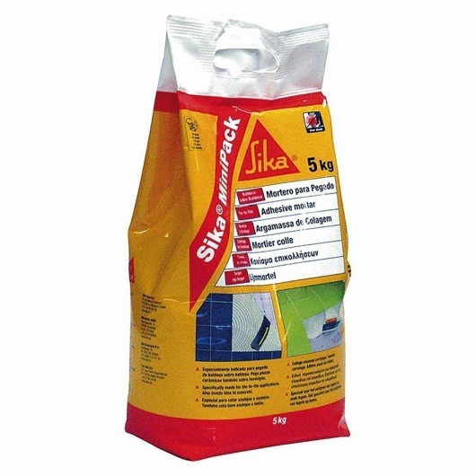 Adhesivo Sika Minipack Pegamento Baldosa Blanco, Bolsa 5 Kg