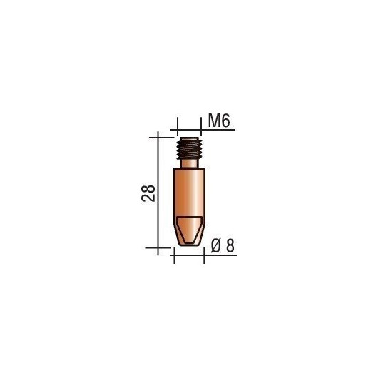 Boquilla De Contacto Diam. Cable 1,2 Mm M 6 Longitud 28 Mm E