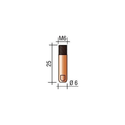 Boquilla De Contacto Diam. Cable 1 Mm M 6 Longitud 25 Mm E-C