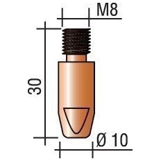 Boquilla De Contacto Diam. Cable 1,6 Mm M 8 Longitud 30 Mm E