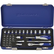 Llave Vaso 1/4" Jgo 36Pz: 16Hex/6Torx/3Ph/3Pz/2Pla+Carra+Adp