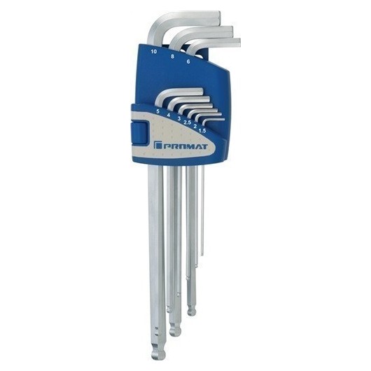 Llave Allen Hexag. 1,5-10Mm Larga Bola Croma Pet 9Pz Promat