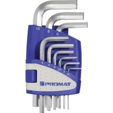 Llave Allen Hexag. 1,5-10Mm Corta Cromada Pet 9Pz Promat