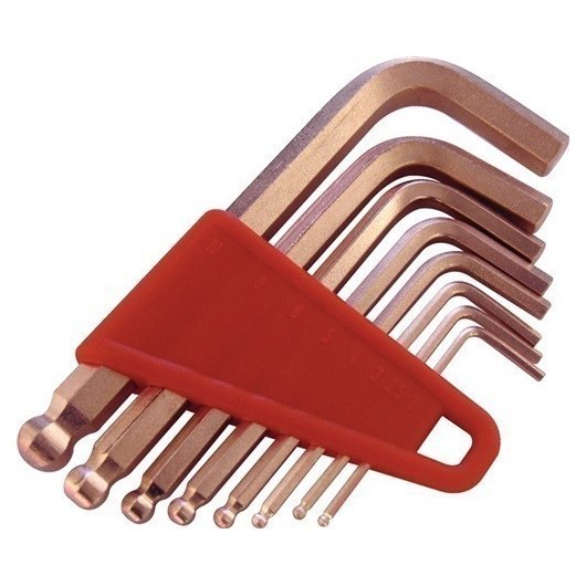 Llave Allen Hexag. 2,0-10Mm Larga Bola Antichispa Pet 8Pz