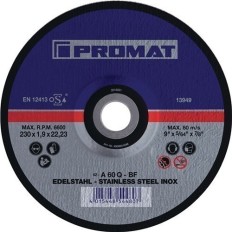 Disco De Corte Inox D 230 X 1,9 Mm  Acodado Inox Perforacion 25 unidades