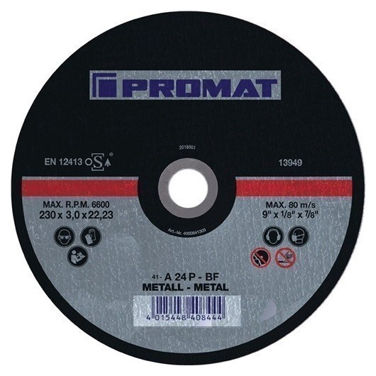 Disco De Corte D 230 X 3 Mm Recto Acero Perforacion 22,23 Mm