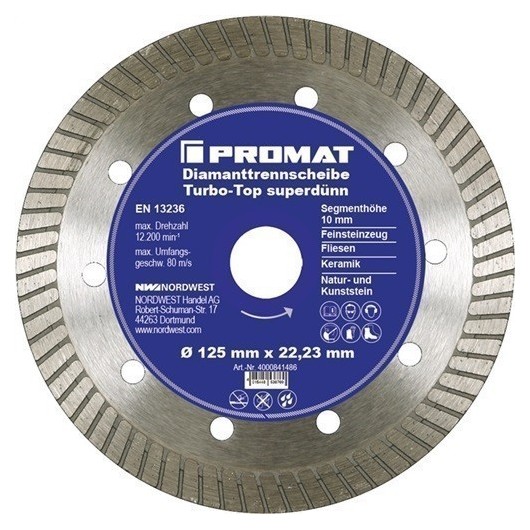 Disco De Corte Diamantado Diam. 125 Mm Perforacion 22,23 Mm