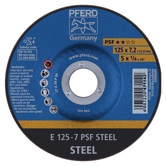 Disco De Desbaste Psf Steel D 125 X Gr 7,2 Mm Acodado Acero